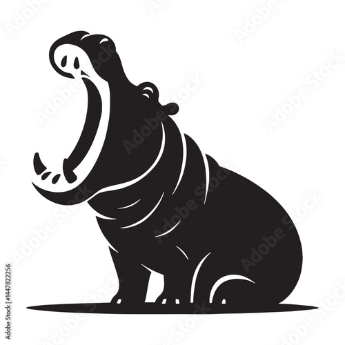 Refined hippopotamus silhouette vector tailored for clean and modern designs – hippopotamus silhouette – hippopotamus vector – hippopotamus illustration – silhouette of hippopotamus

