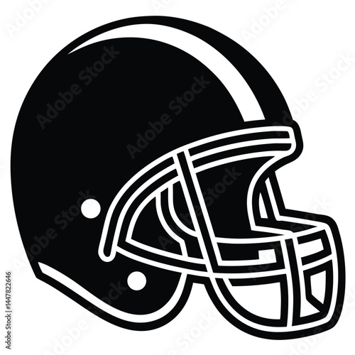 American Football Helmet Icon Black and White Graphic