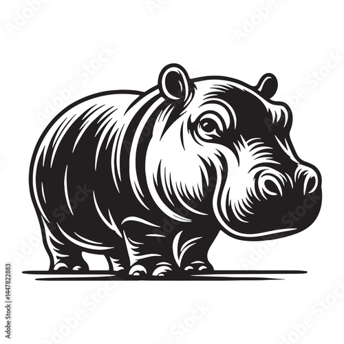 Distinct hippopotamus silhouette vector tailored for modern visual branding – hippopotamus silhouette – hippopotamus vector – hippopotamus illustration – silhouette of hippopotamus

