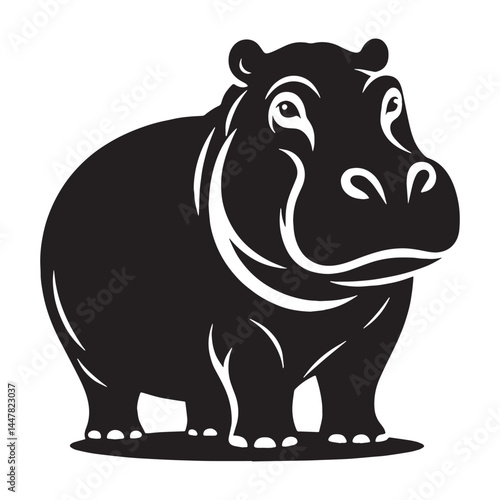 High-contrast hippopotamus silhouette vector perfect for dynamic branding – hippopotamus silhouette – hippopotamus vector – hippopotamus illustration – silhouette of hippopotamus

