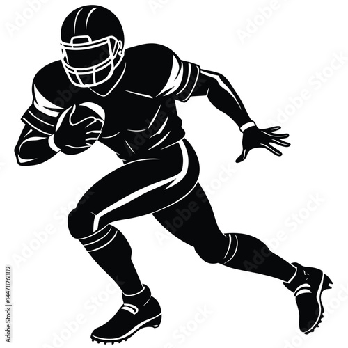 American Football Player Silhouette Powerful Running Back