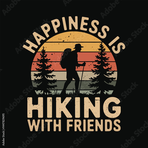 Vintage hiking t shirt design silhouette vector illustration