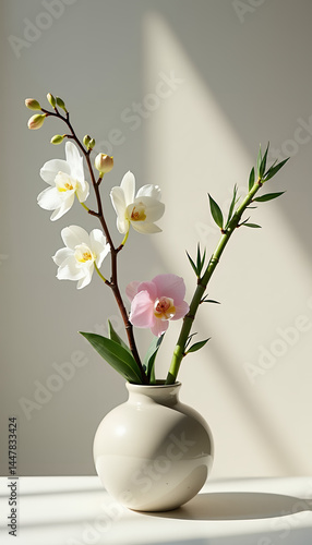 Wallpaper Mural orchids in a vase on the table Torontodigital.ca