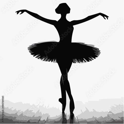 Ballerina silhouette performing in elegant pose on stage  