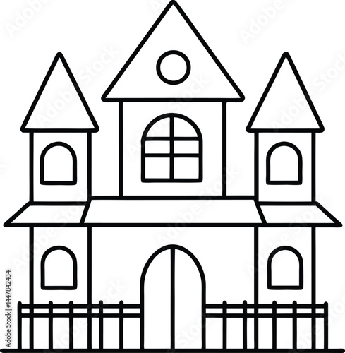 Minimal Haunted Mansion Vector: Eerie Victorian Design
