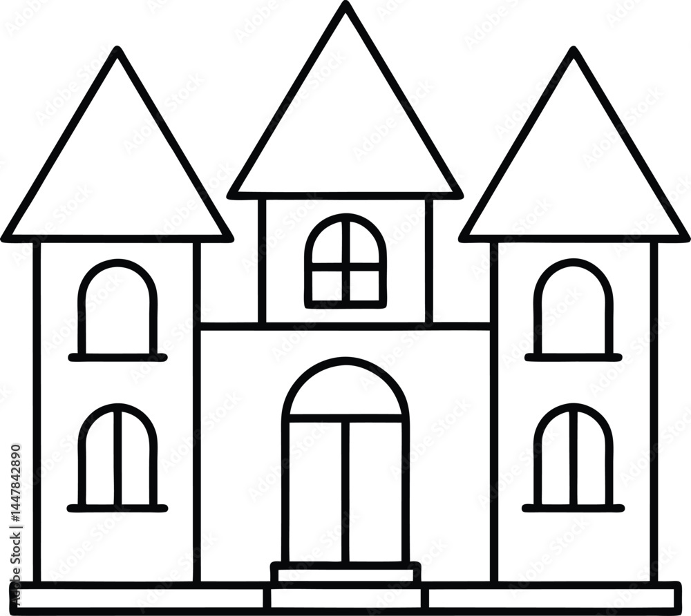 Spooky House Line Art: Victorian Gothic Architecture Spooky House Line Art: Victorian Gothic Architecture