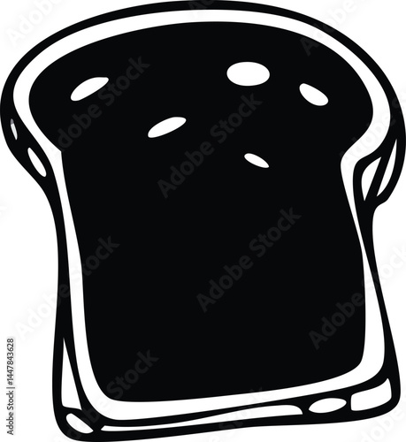 A simple, yet artistic, representation of a slice of bread, featuring bold lines and a clean design. The silhouette conveys simplicity and clarity, perfect for various design needs.