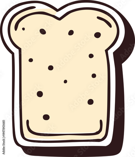 A simple, clean illustration of a single slice of bread, artfully crafted in a minimalist style, offering a visual representation of breakfast or snack time.