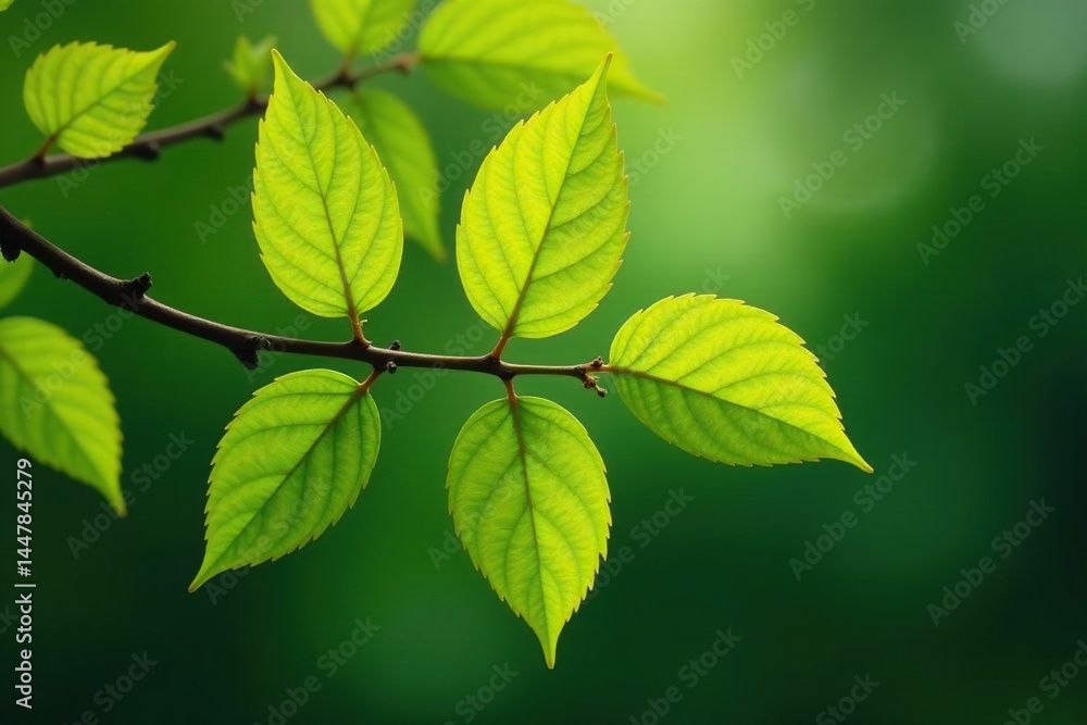 Symmetrical leaf arrangement on a branch, natural design , park, symmetry, organic Symmetrical leaf arrangement on a branch, natural design , park, symmetry, organic