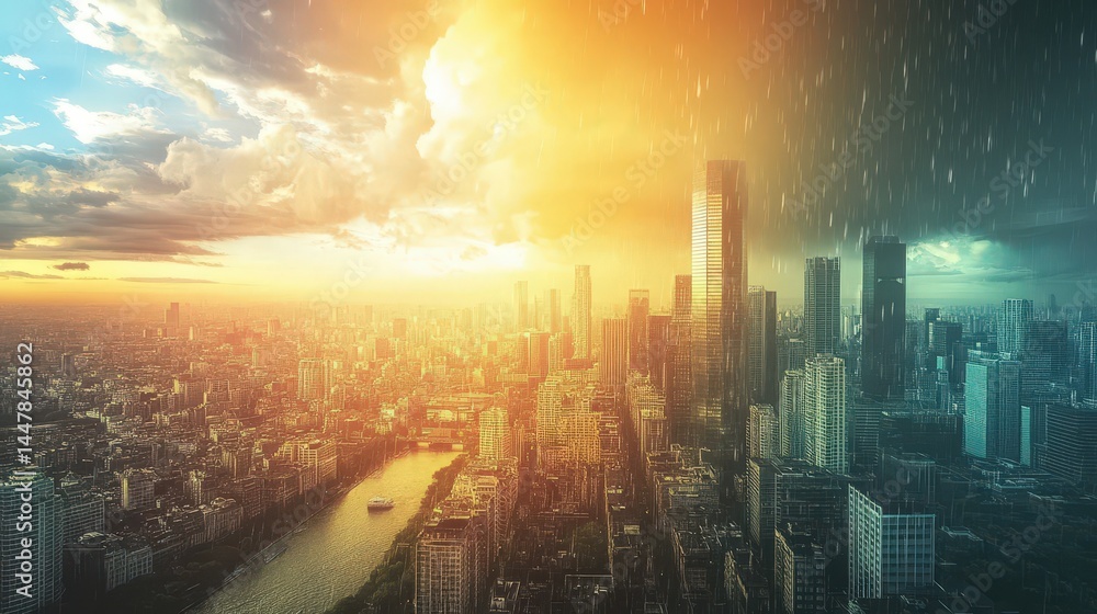 Obraz premium A real-time weather forecasting system using big data analytics to predict global climate changes.