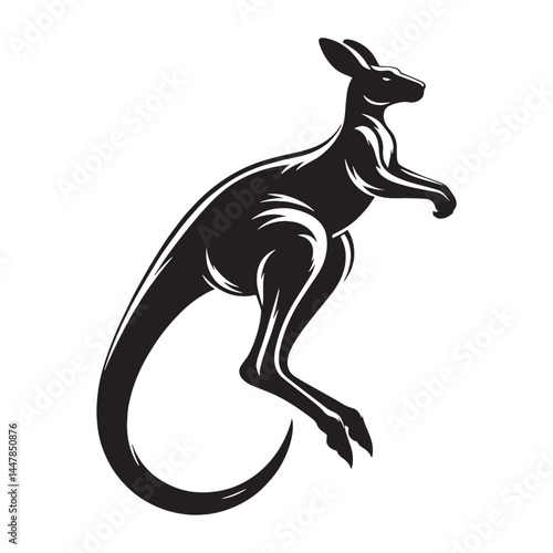 Clear-cut jumping kangaroo silhouette vector tailored for professional projects – kangaroo silhouette – kangaroo vector – kangaroo illustration – silhouette of kangaroo

