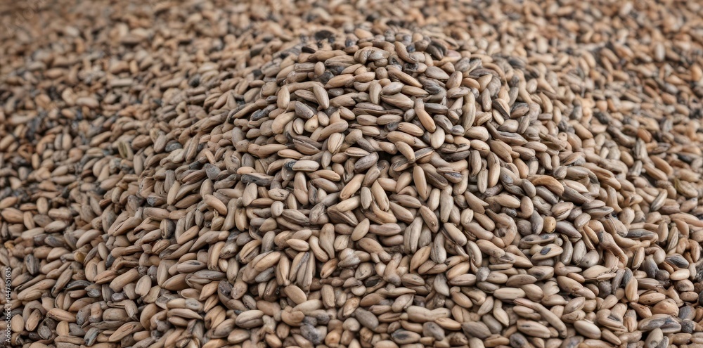 Obraz premium A mound of speckled sunflower seeds, ready for planting or snacking , botany, abundance