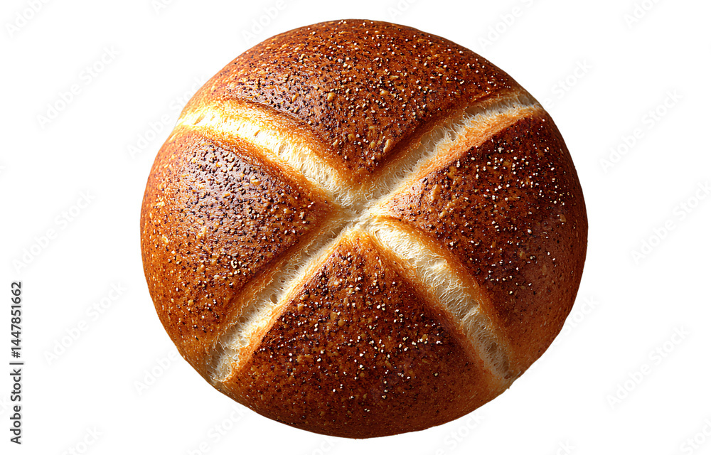 8-year-old round bread with a cross pattern, isolated on a transparent background,.png 8-year-old round bread with a cross pattern, isolated on a transparent background,.png
