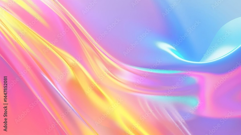 Obraz premium Abstract Holographic Background with Pink, Yellow, and Blue Swirls