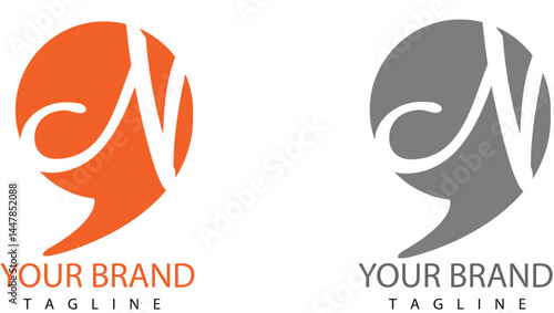 Playful N Logo with Bubble Elements.eps