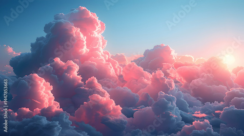 Pink Sunset Cloudscape Aerial View. (1)