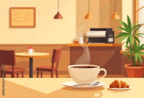 Wallpaper Mural Generative AI Serene Coffee Shop Scene with Warm Tones and Cozy Atmosphere Torontodigital.ca