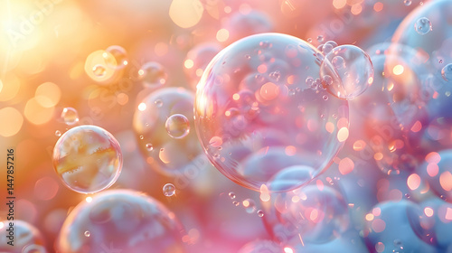 Sparkling Soap Bubbles Sunset Glow.
