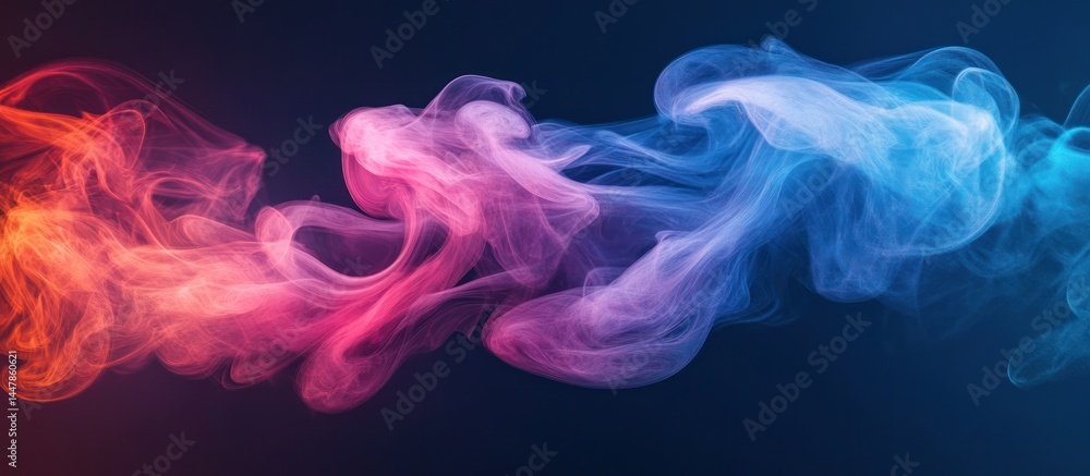 Colorful smoke swirls, dark backdrop, design element Colorful smoke swirls, dark backdrop, design element