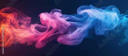 Colorful smoke swirls, dark backdrop, design element