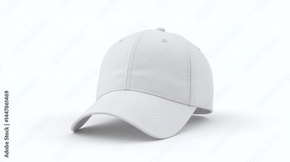 Clean Blank White Baseball Cap Mockup, Isolated on White Background Clean Blank White Baseball Cap Mockup, Isolated on White Background
