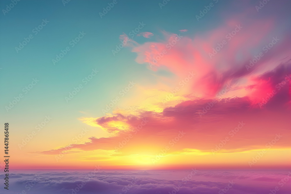 Fototapeta premium Vibrant Sunset over Cloudscape.