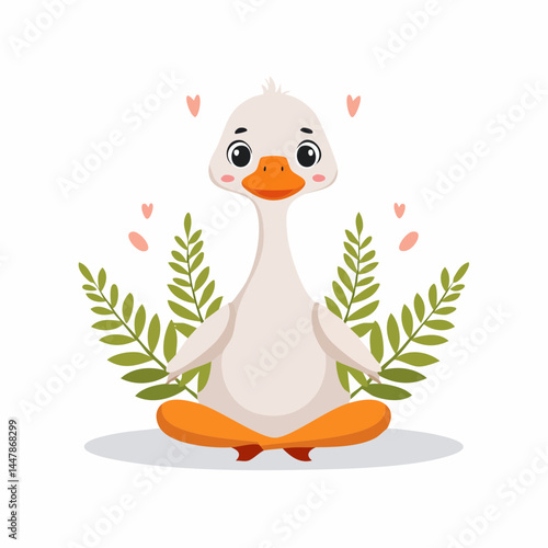 goose in lotos pose vector