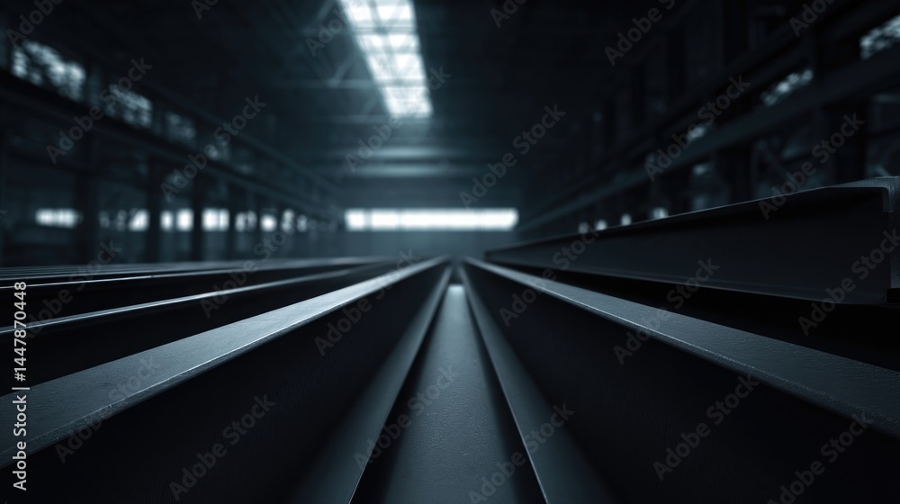 minimalistic photo of industrial steel beams in spacious foundry with clean lines and ample copy space minimalistic photo of industrial steel beams in spacious foundry with clean lines and ample copy space