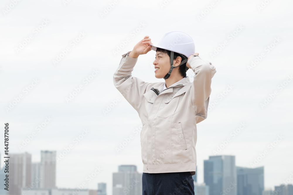 作業服の男性 作業服の男性