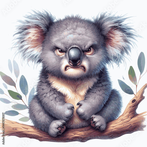 Gumleaf Rage Blur koala angry isolated watercolor vector illustration svg