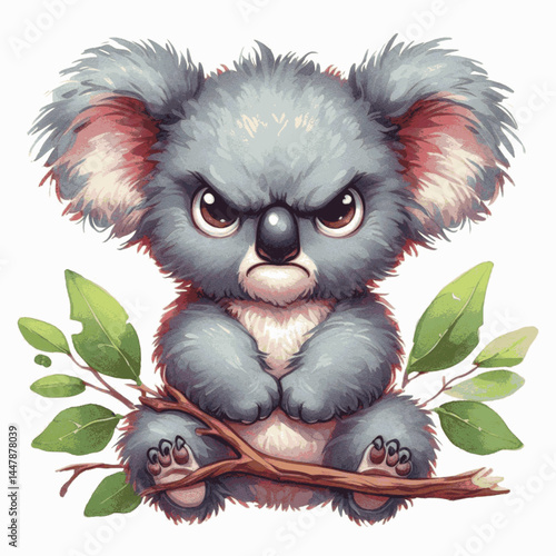 Clawed Fury Wash koala angry isolated watercolor vector illustration svg  