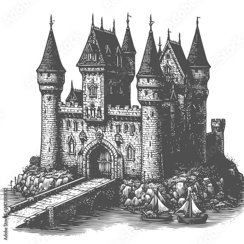 Tiny medieval castle with a unique drawbridge design, surrounded by picturesque settings and rich historic charm.