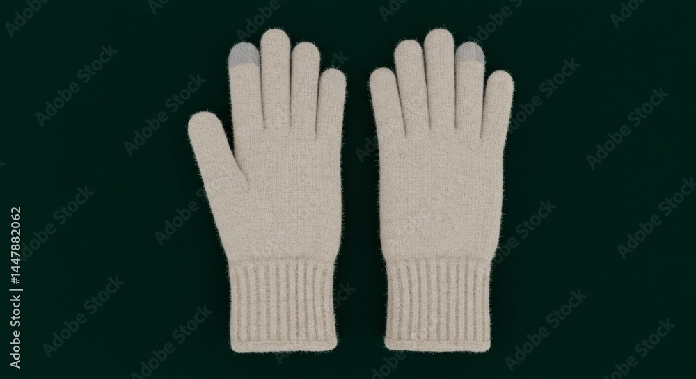 Obraz premium A pair of beige touchscreen gloves, perfect for use with your digital devices.