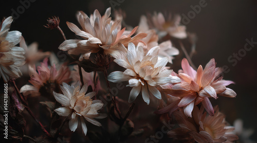 Wallpaper Mural Delicate dried flowers with fading pastel hues are artistically arranged creating a mood of nostaia and timeless beauty against a softly blurred background. Torontodigital.ca