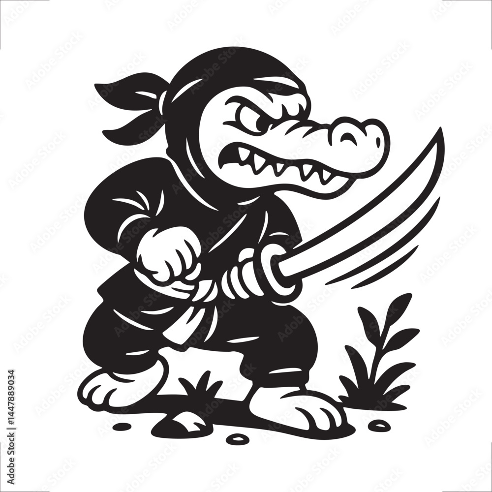 Ninja Crocodile ninja Warrior Illustration. Ninja Crocodile Alligator Illustration Ninja Crocodile ninja Warrior Illustration. Ninja Crocodile Alligator Illustration