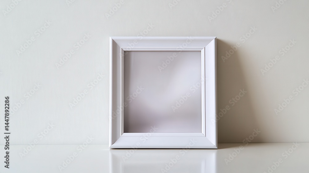 Minimalist empty picture frame on clean background with reflections Minimalist empty picture frame on clean background with reflections