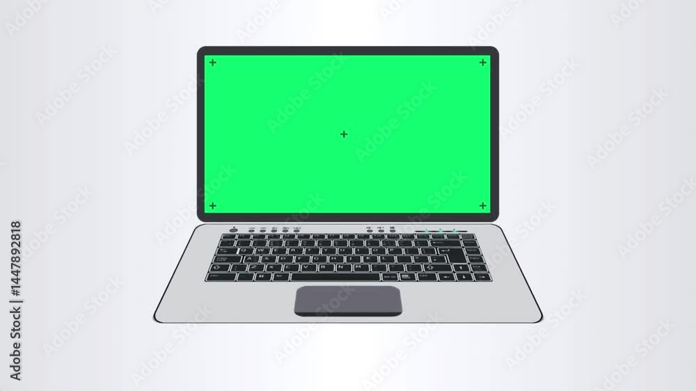 3d animated laptop with green screen mockup computer chroma key lap top front view motion graphics element on white background, opens zoom in intro graphic video monitor 3d animated laptop with green screen mockup computer chroma key lap top front view motion graphics element on white background, opens zoom in intro graphic video monitor
