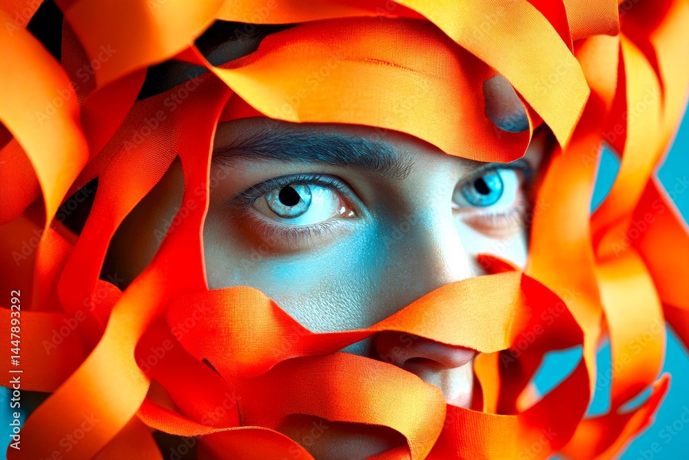 Mental disorder - obsessive-compulsive disorder: abstract image of well-being. Metaphorical obsessive-compulsive disorder awareness of a mental sickness. Mood swings. Mental health. Adhd sign.
