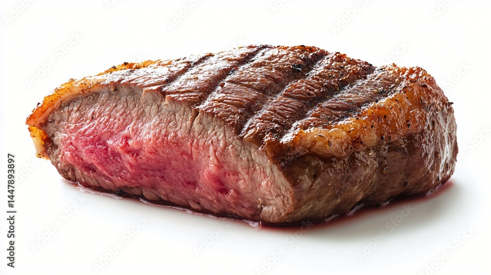 Juicy Grilled Steak, Medium-Rare Beef Cut, Delicious Meat, Restaurant Food Photography, Premium Quality, Close-up, Isolated on White Background, Gourmet Dinner, Seared Steak, BBQ, Grilling, Food Juicy Grilled Steak, Medium-Rare Beef Cut, Delicious Meat, Restaurant Food Photography, Premium Quality, Close-up, Isolated on White Background, Gourmet Dinner, Seared Steak, BBQ, Grilling, Food