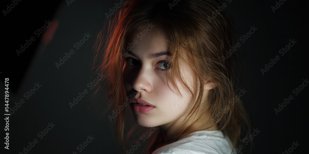 Portrait of Young Woman with Light Brown Hair