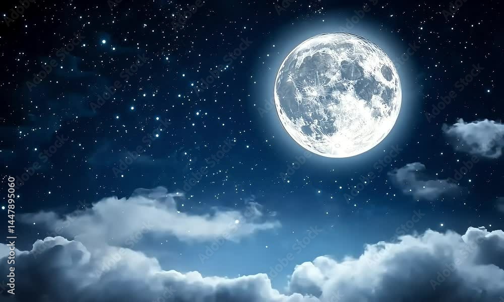 Full moon night sky with clouds Full moon night sky with clouds