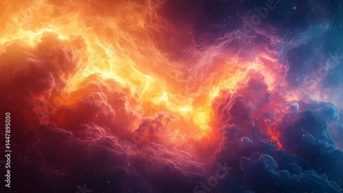 Wallpaper Mural Vibrant cosmic nebula with swirling orange and purple hues, evoking a sense of wonder and exploration in the universe. Torontodigital.ca