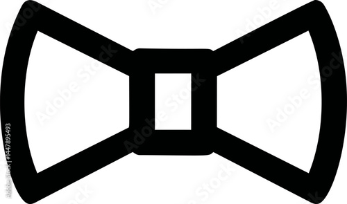 Black outline of a classic bow tie isolated vector icon. Vector illustration