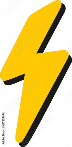 Yellow lightning bolt icon isolated flat. Vector illustration