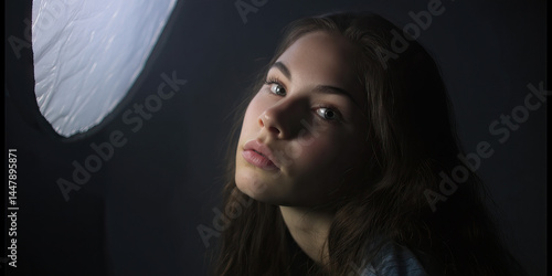 Obraz na płótnie Portrait of a Young Woman with Diffused Lighting w salonie
