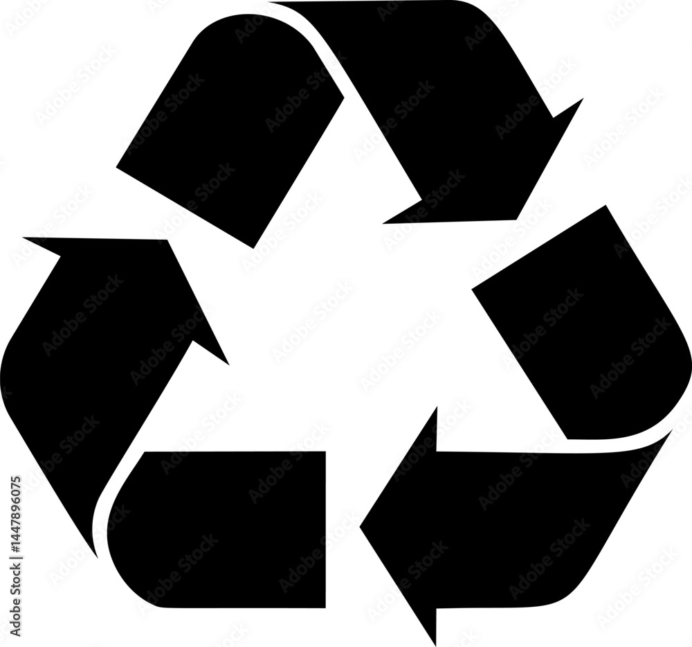 custom made wallpaper toronto digitalBlack recycling symbol with three circular arrows on a white background. Vector illustration
