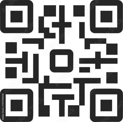 Black and white QR code on plain background, digital technology concept. Vector illustration