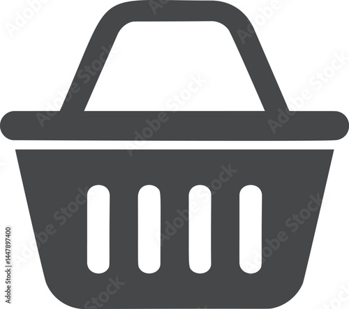 Simple grey shopping basket icon vector graphic. Vector illustration