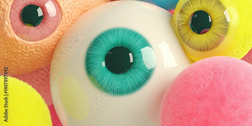 Obraz na płótnie Stylized Eyeballs with Textured Spheres w salonie