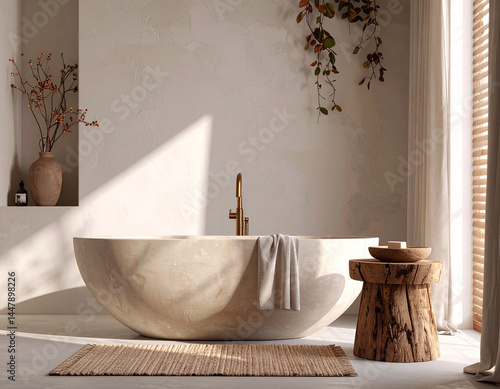Wabi Sabi aesthetic bathroom modern minimalistic interior design